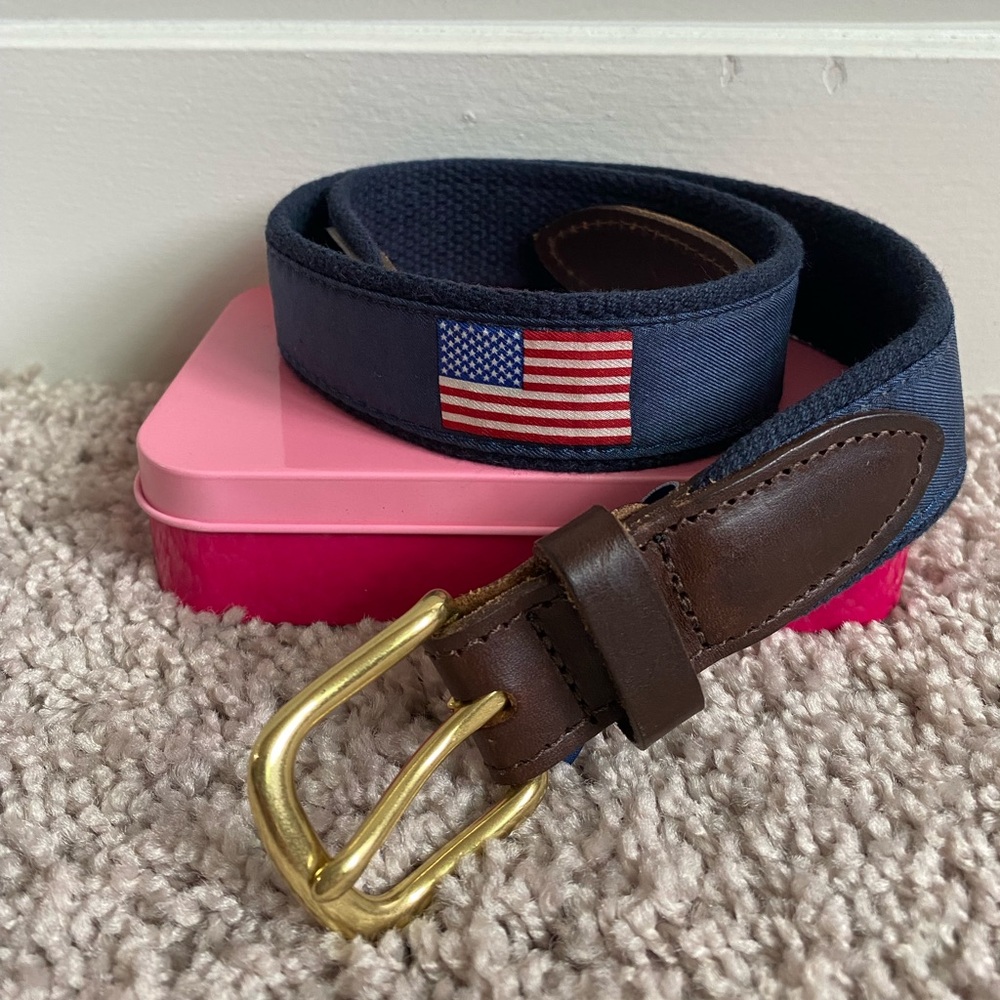 Vineyard Vines American Flag Canvas Club Men Belt Size 28
